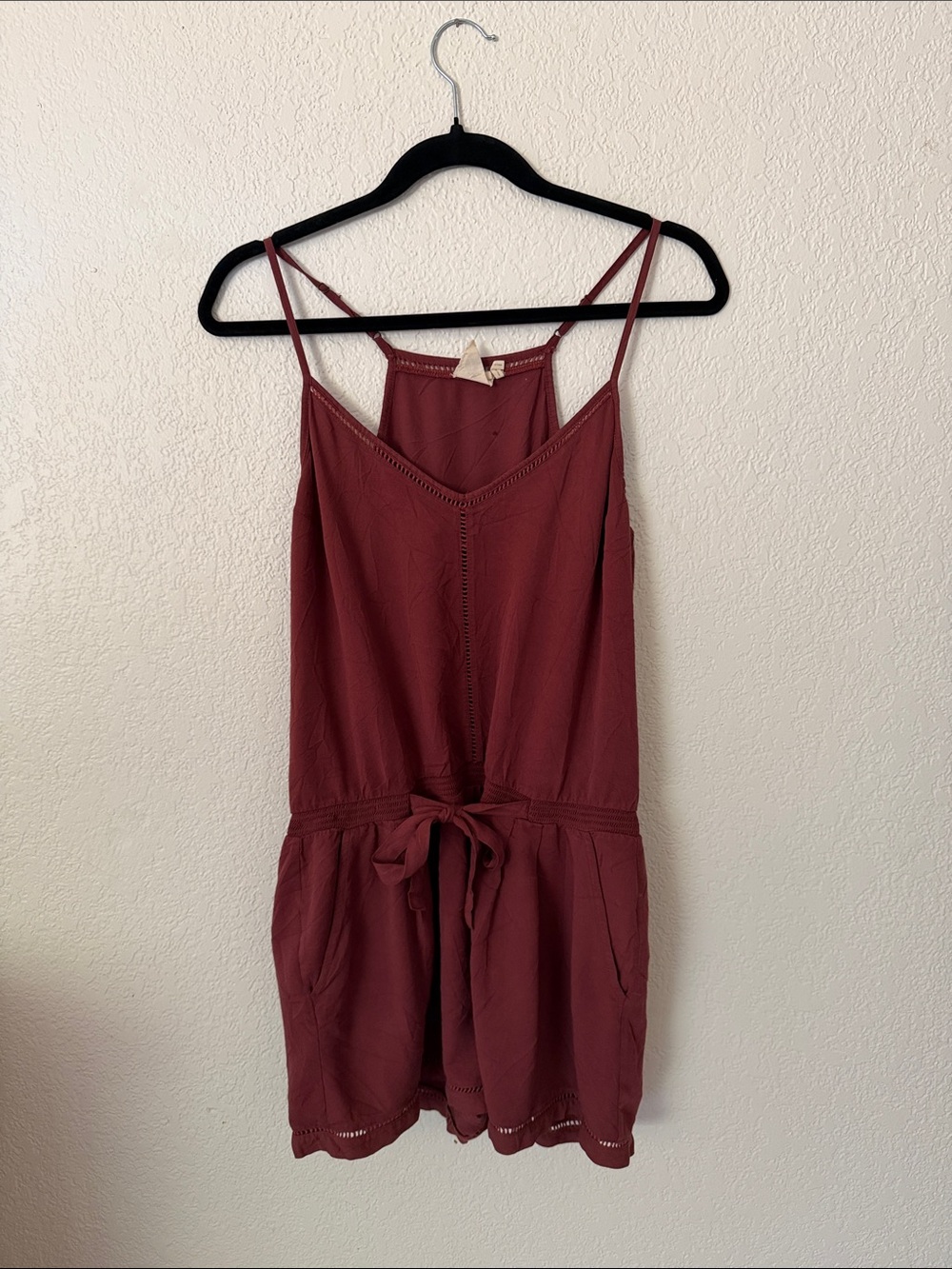 (4 for 20) Anthropologie Wine Sleeveless Tie-Waist Romper